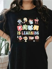 Play Is Learning Teacher, Back School T Woman'S Summer Short Sleeve T-Shirt