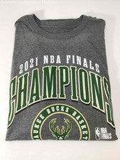 2021 NBA Finals Champions Milwaukee Bucks Basketball Grey Men's Large NWOT
