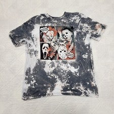 Horror Comic - It - Myers - Voorhees - Ghost Face black bleached T shirt XL