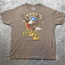 Celebrate Patriotic Large Brown Bold Eagle American Men Shirt Size XL
