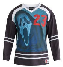 Scream Ghostface Men's Long Sleeve Graphic Hockey Jersey Size XL