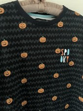 NWT M Spooky Pumpkin Stripe T-shirt Halloween Trick or Treat Jack-o-lantern Tee
