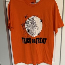 TRICK OR TREAT T-Shirt Unisex T Shirt Size Large Halloween tee Spider Web