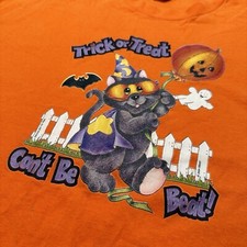 Hanes Orange Halloween Trick or Treat Cat T-Shirt, XL