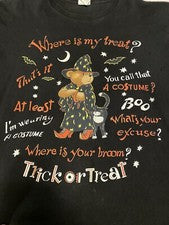 Halloween Graphic Trick Or Treat Bear Cat T Shirt Large
