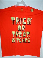 NEW HALLOWEEN T-SHIRT "TRICK OR TREAT WITCHES"  XXXL ORANGE 3XL GLOW IN THE DARK