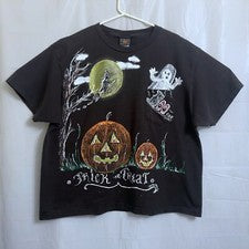 Route 66 Custom Halloween Painted T-Shirt Men's 3XL Trick or Treat Witch Ghost