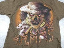 Scarecrow T Shirt Mens Small Brown Halloween Scary Trick or Treat
