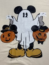 Sz 2XL Mickey Mouse Ghost Costume Trick Or Treat Crew Neck Short Sleeved T-Shirt