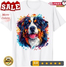 2025/Colorful Bernese Mountain Dog Face Cute Berner Puppy Lover T-Shirt