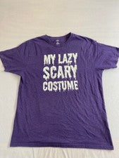 Way To Celebrate Halloween Mens Shirt Purple "My Lazy Scary Costume" Size Large