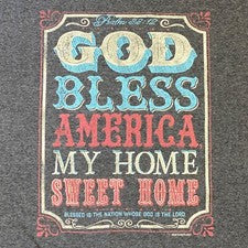 "God Bless America My Home Sweet Home" XL Gray Tshirt 2015 Vintage Graphic Print