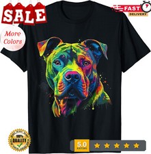 2025/NEW Pit Bull Dog Lover Colorful Artistic Pitbull Owner T-Shirt S-5XL.
