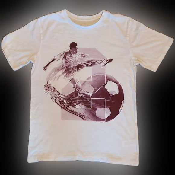Place Boy's White Soccer Tee Size 10-12 Back To School