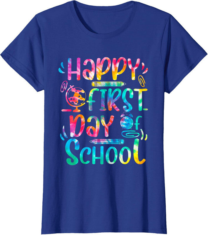 Happy First Day Of School Back To School Teacher Ladies' Crewneck T-Shirt