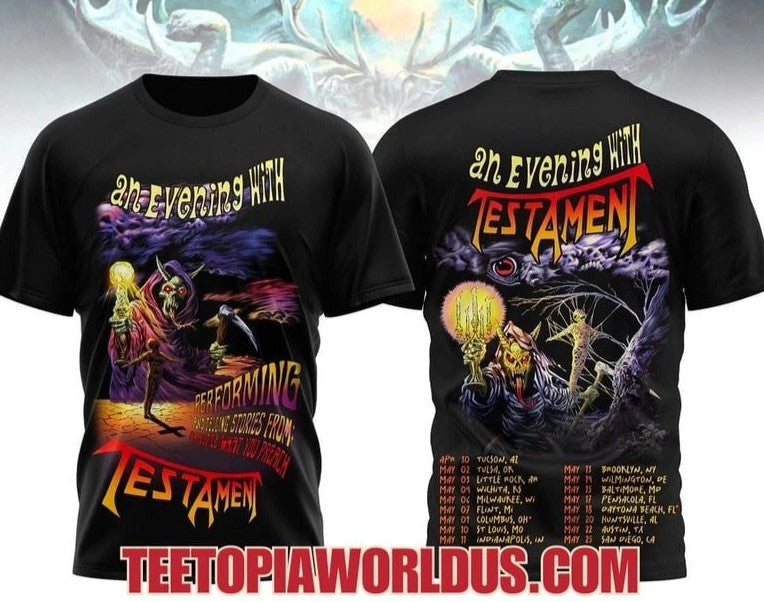 An Evening With Testament Band Tour Dates 2025 Metal 3D T-Shirt