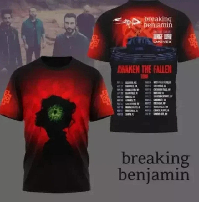 Breaking Benjamin awaken the fallen tour 2025 3D Shirt