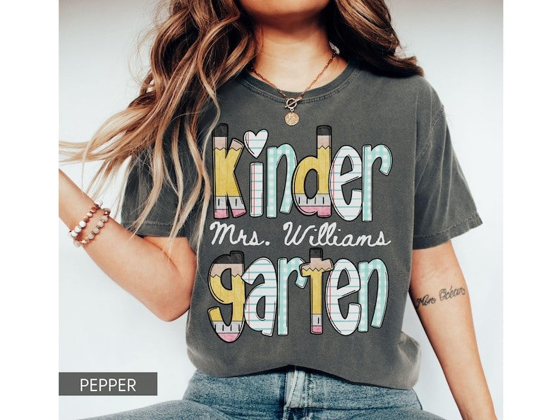Custom Kindergarten Teacher Shirt Back to School New Teacher Team Tee Gift