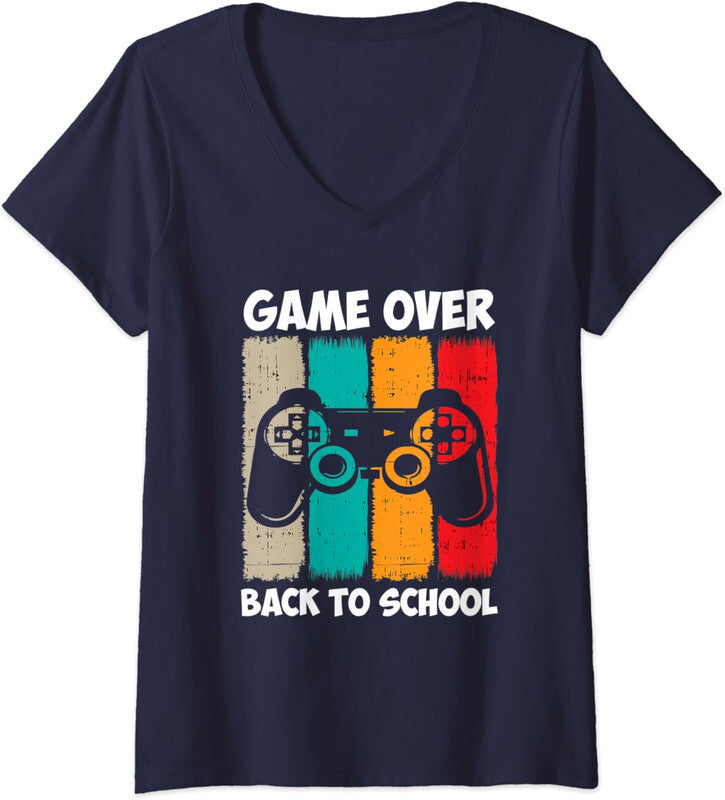 Back To School Game Over Teacher Student Fun Video Ladies' V-Neck Tshirt