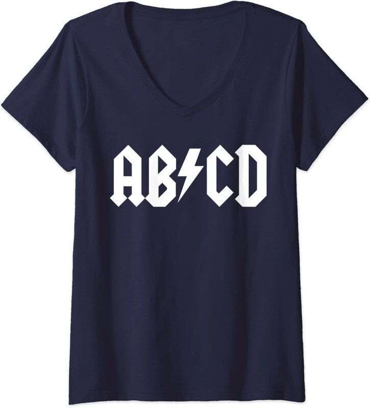 Funny Teachers ABCD Rock Graphic Back To School Ladies' V-Neck Tshirt