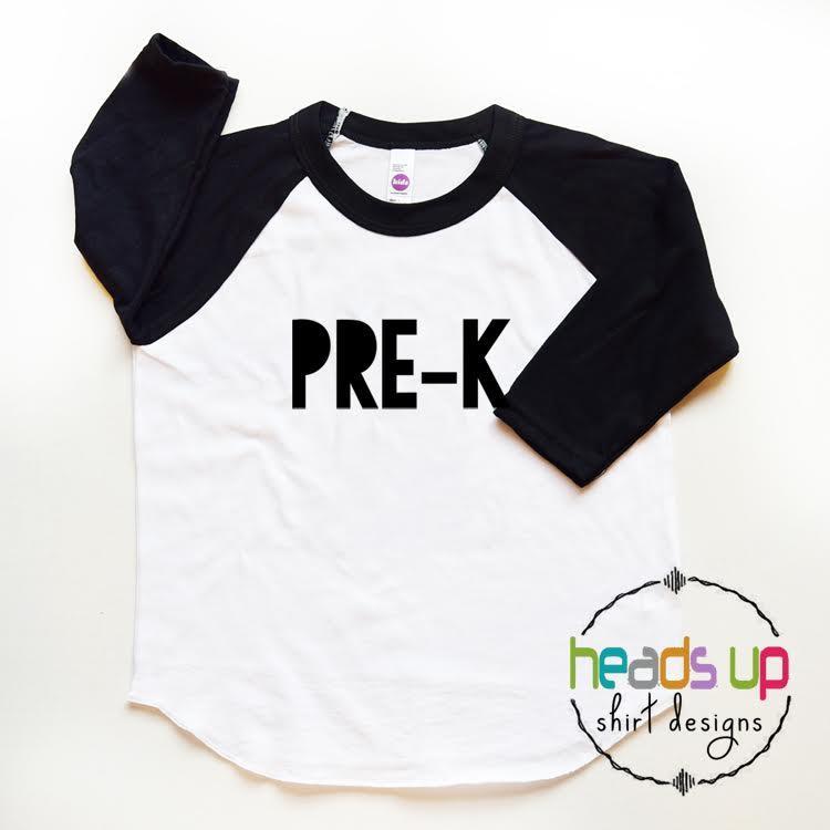 Preschool Shirt Boy/Girl Raglan Pre-K tshirt Back to School End of Year Sign Tee