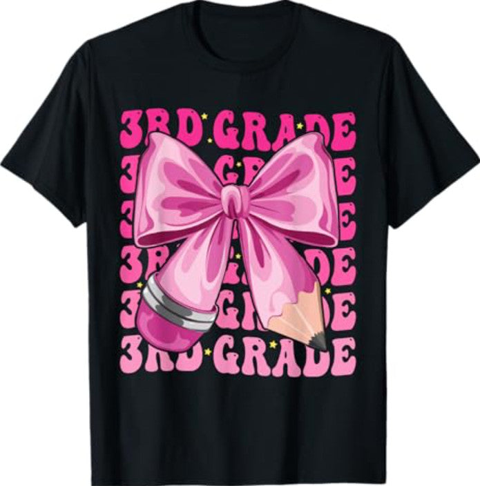 3rd Grade Girls Coquette Bow Back To School Third Grade T-Shirt