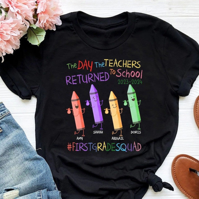 The Day Teachers Returned To School Shirt, Teacher Crayon Shirt, Back To Scho...