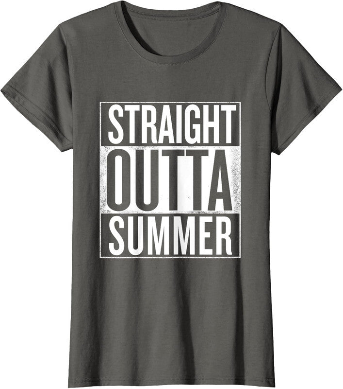 Straight Outta Summer Funny Back To School Meme Ladies' Crewneck T-Shirt