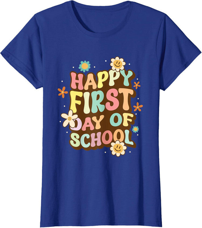 Back To School teacher toddler Happy First Day Ladies' Crewneck T-Shirt