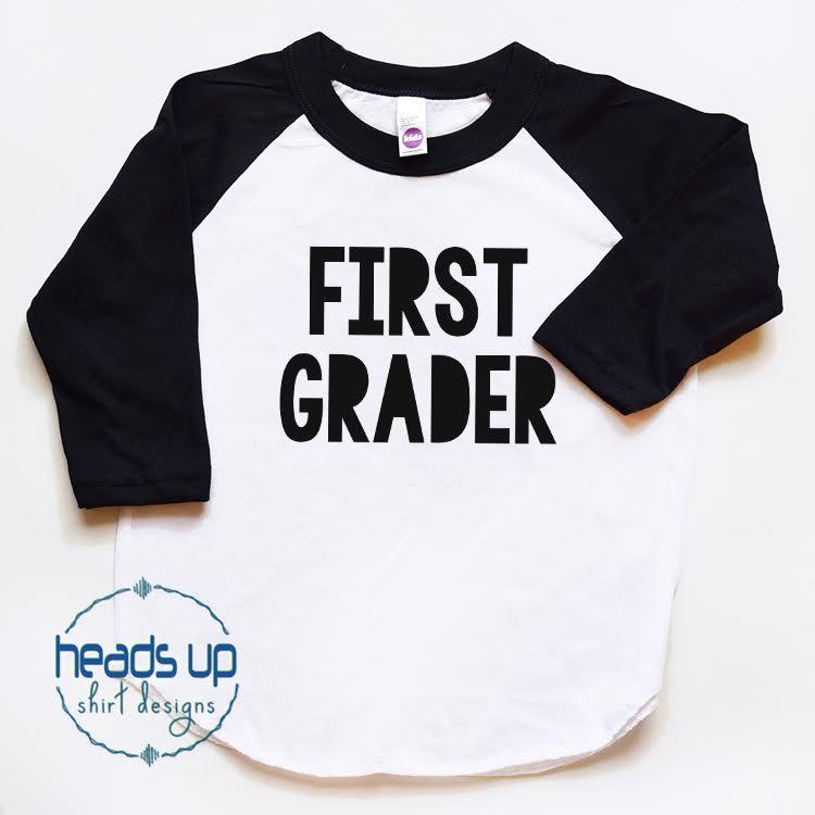 First Grader Shirt Boy/Girl Raglan 1st Grade tshirt Back to School Stud Kids Hip